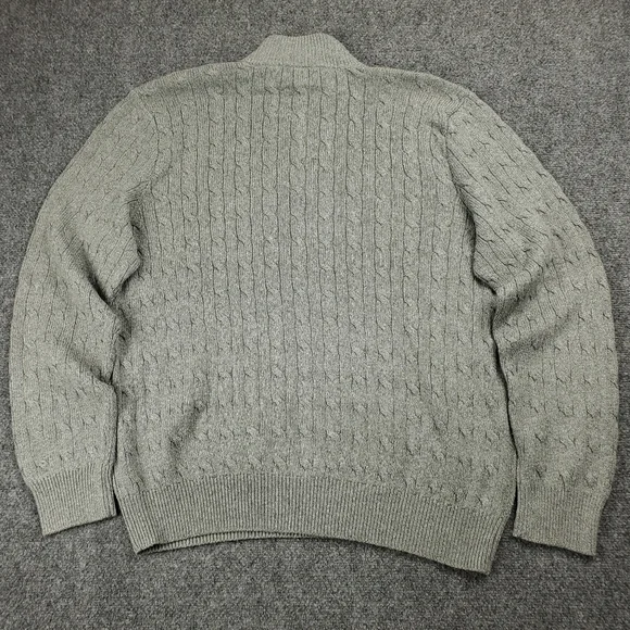 Polo Ralph Lauren Cable Knit Sweater Quarter Zip Mens 2XL 100% Tussah Silk Gray